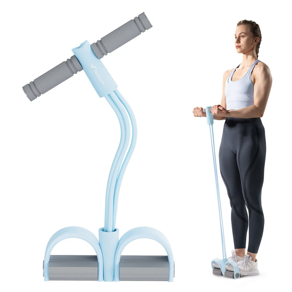 Merach Multifunction Pedal Resistance Band, Elastic Pull Rope Fitness, Full-Body Workout at Home Gym, Exercise Sit-Up, Yoga, Abdominal Training Backtoschool