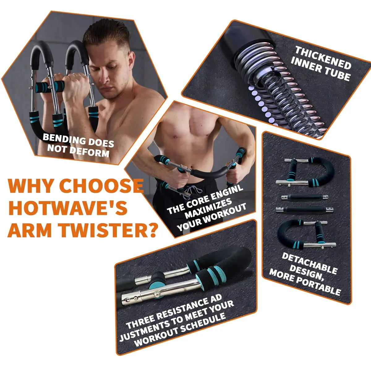 HOTWAVE Arm Trainer,Adjustable Chest Workout Equipment,Arm Trainer for Men,Chest Trainer for Men,Upper Body Strength Training, Portable Spring Resistance Home Fitness Equipment