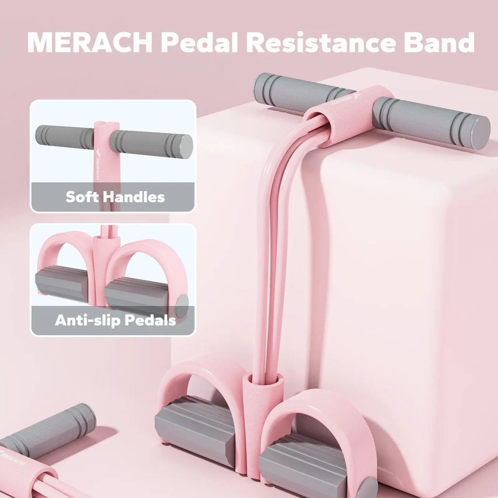 Merach Multifunction Pedal Resistance Band, Elastic Pull Rope Fitness, Full-Body Workout at Home Gym, Exercise Sit-Up, Yoga, Abdominal Training Backtoschool