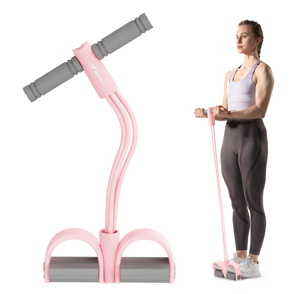 Merach Multifunction Pedal Resistance Band, Elastic Pull Rope Fitness, Full-Body Workout at Home Gym, Exercise Sit-Up, Yoga, Abdominal Training Backtoschool